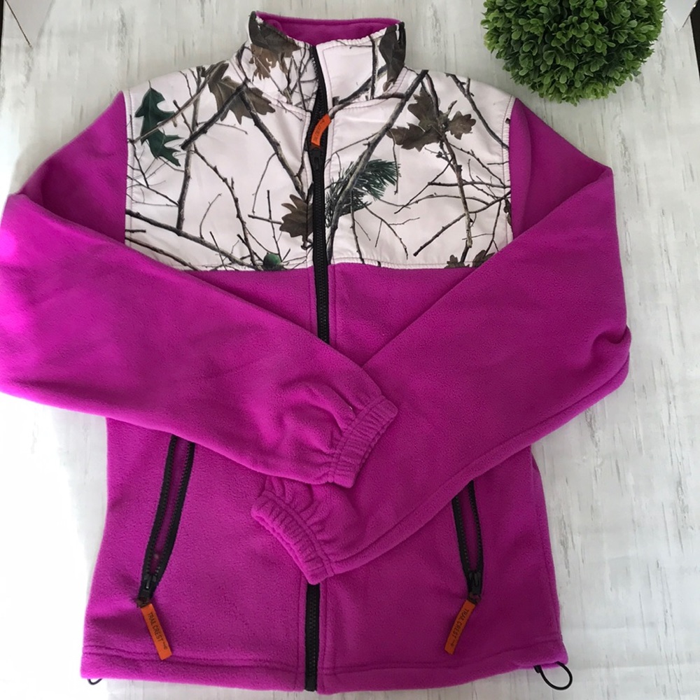 Trail Crest camo and hot pink fleece zip up